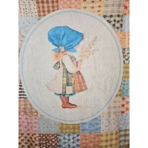 Vintage Holly Hobbie Blanket 40" x 50" ~ Bonnet / Prairie Girl / Western Decor
